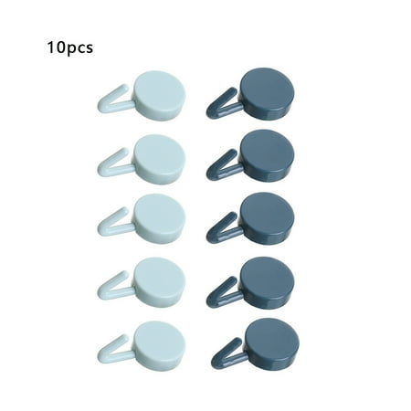 

10pcs Storage Hooks Household Hangers Traceless Self-adhesive Hooks for Home Kitchen Office Light Blue and Dark Blue