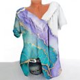 thumbnail image 1 of Fiudx Ofertas Del Día Blusa Estampada con Cuello En V y Mangas Cortas Informales para Mujer a La Moda, Blusas con Pliegues, 1 of 4