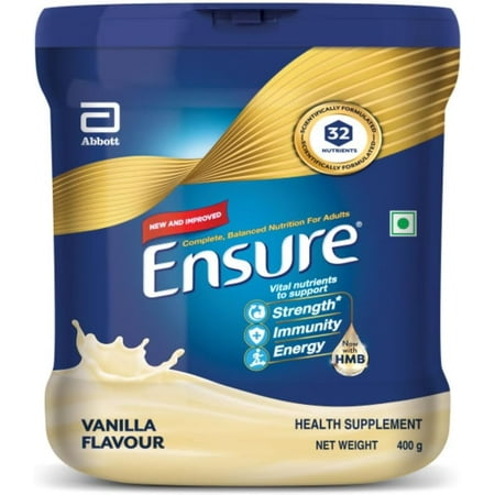 Ensure Powder Complete Balanced Nutrition for Adults, Vanilla Flavour,375g (Jar) (Pack of 10)
