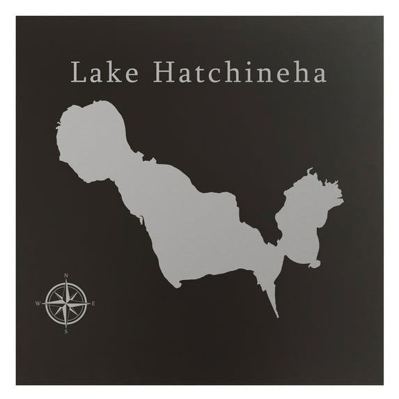 Lake Hatchineha Map 12x12" Black Metal Wall Art Office Decor Gift Engraved Florida
