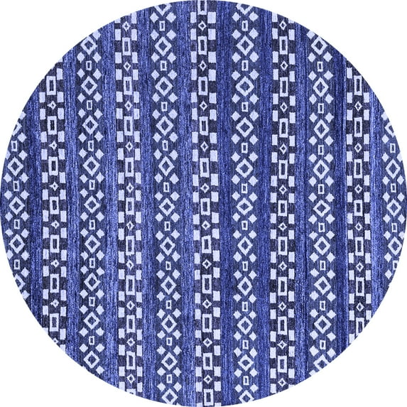 Ahgly Company Indoor Round Abstract Blue Modern Area Rugs, 3' Round
