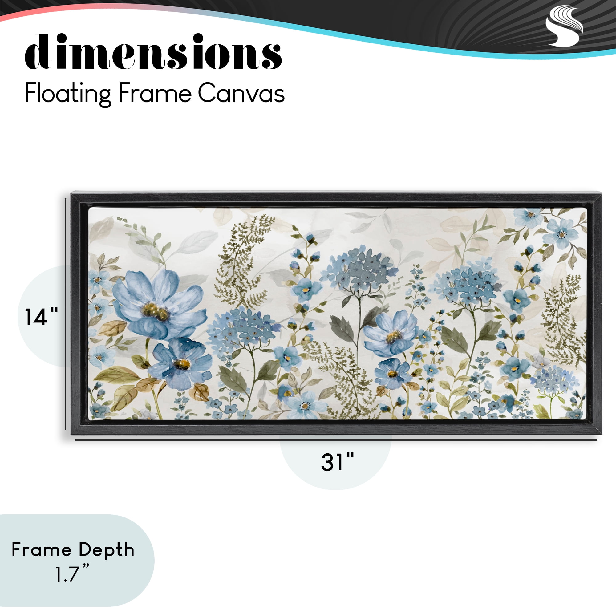 Stupell Industries Subdued Meadow Foliage Black Framed Floater Canvas Wall Art, design by Nan