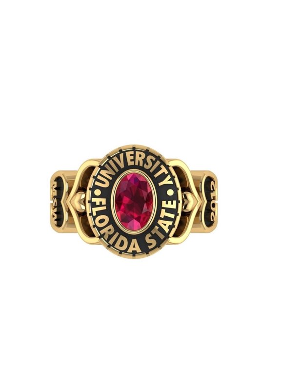 Customized High School Name Year Inside Engraving Personalized Red Oval Simulated Stone For Women 925 Sterling Silver
