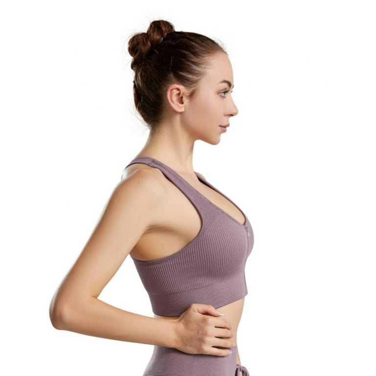 Racerback Sports Bra, Removable Padding, Supportive Ribbed Waistband