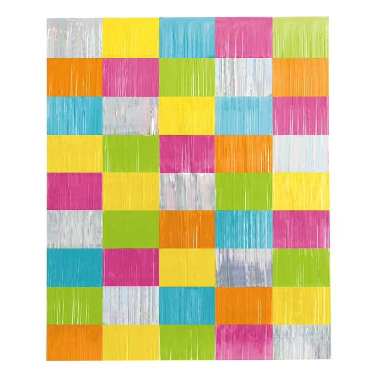 Way To Celebrate Multicolor Iridescent Foil Fringe Backdrop Kit photo 1