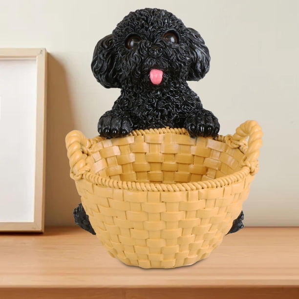 Cesta para Estatua de Perro Macarena Organizador Duradero de Esculturas de Animales Cac Negro