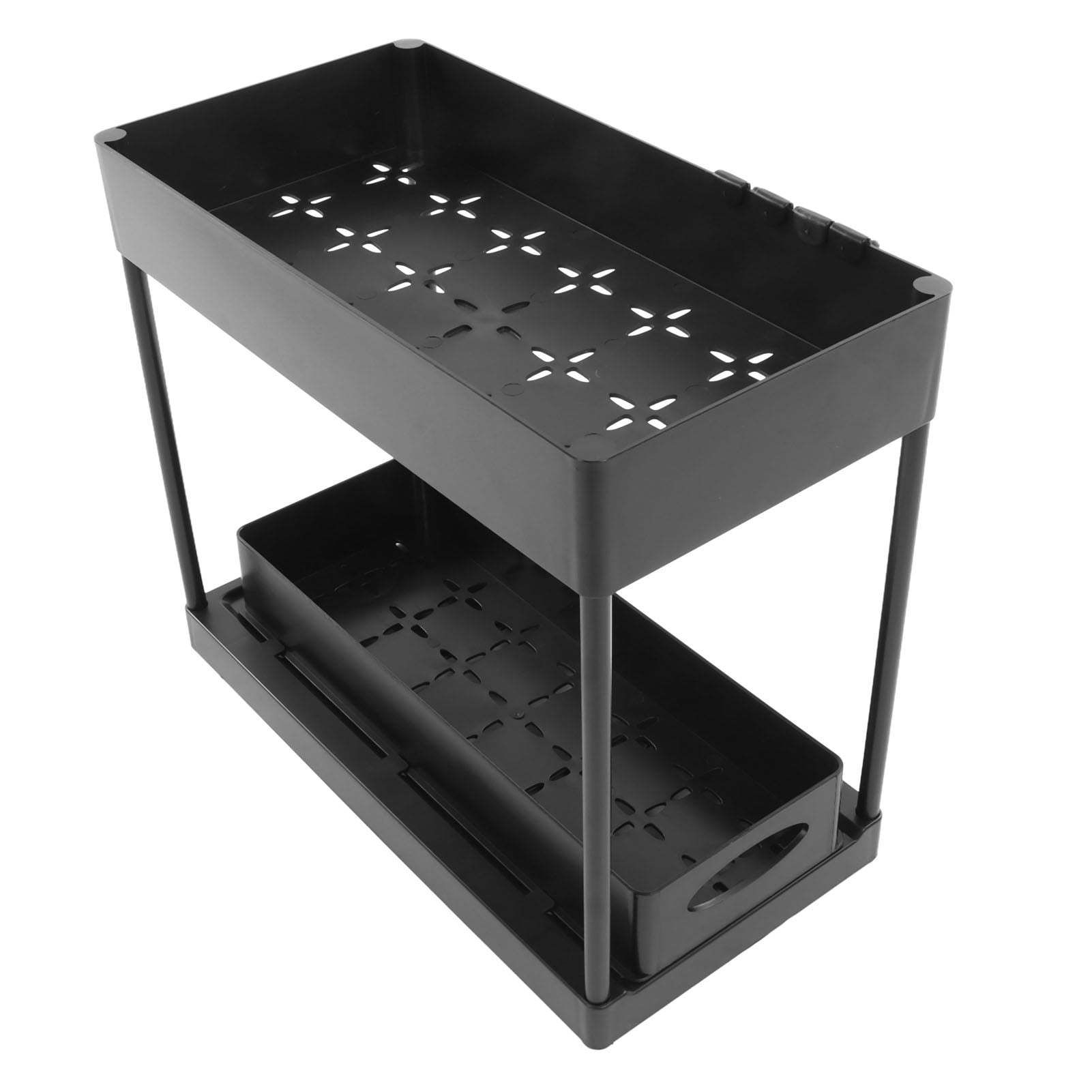 Suodoka Under Sink Organizer Large Capacity Slide Out Storage Basket for Bathrooms Kitchens Black