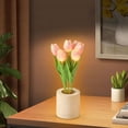 thumbnail image 6 of FENGGHAO Mothers Day Tulip Night Light 6 Heads Pink Artificial Flower LED Lamp with Vase Dimmable Rechargeable Table Centerpiece Home Decor, 6 of 7