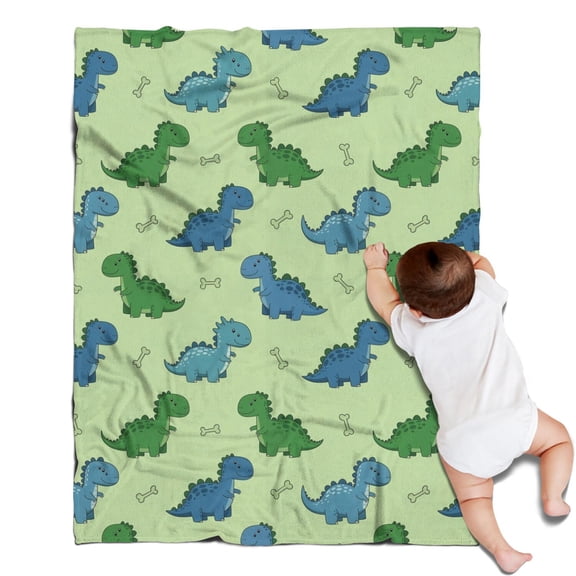 Green Dinosaurs Bones Pattern Blanket,Comfortable Soft Flannel Throw Blanket,All Season,Warm Lightweight Blankets for Sofa Bed Couch Living Room Chair,30"x40"