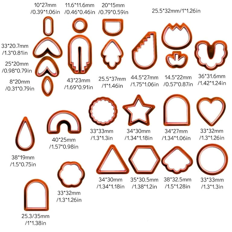 24pcs Clay Earring Cutters Set for Polymer Clay Jewelry Making Different  Sizes and Irregular Shape Plastic Polymer Clay Cutters Handmade Set for  Beginners DIY Earrings Jewelry Gift 