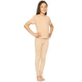 thumbnail image 2 of Stretch Is Comfort Girl's Short Sleeve Crew Neck and Leggings Set Beige Small, 2 of 2
