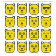 thumbnail image 5 of Emoji Shower Curtain, Cat Dog like Animal Smiley Face with Expressions Angry Happy Sad Fancy Moods Art, Fabric Bathroom Set with Hooks, 69W X 70L Inches, Yellow and Grey, by Ambesonne, 5 of 5
