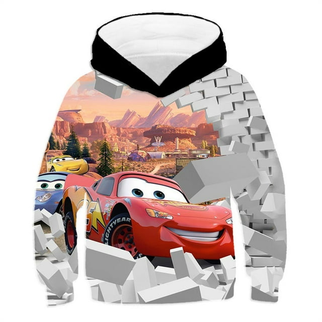 Pixar Cars Hooded Sweatshirt Kids Cartoon Lightning McQueen Children Long Sleeve Pullover Baby Boys Girls Hoodies Tops Clothing