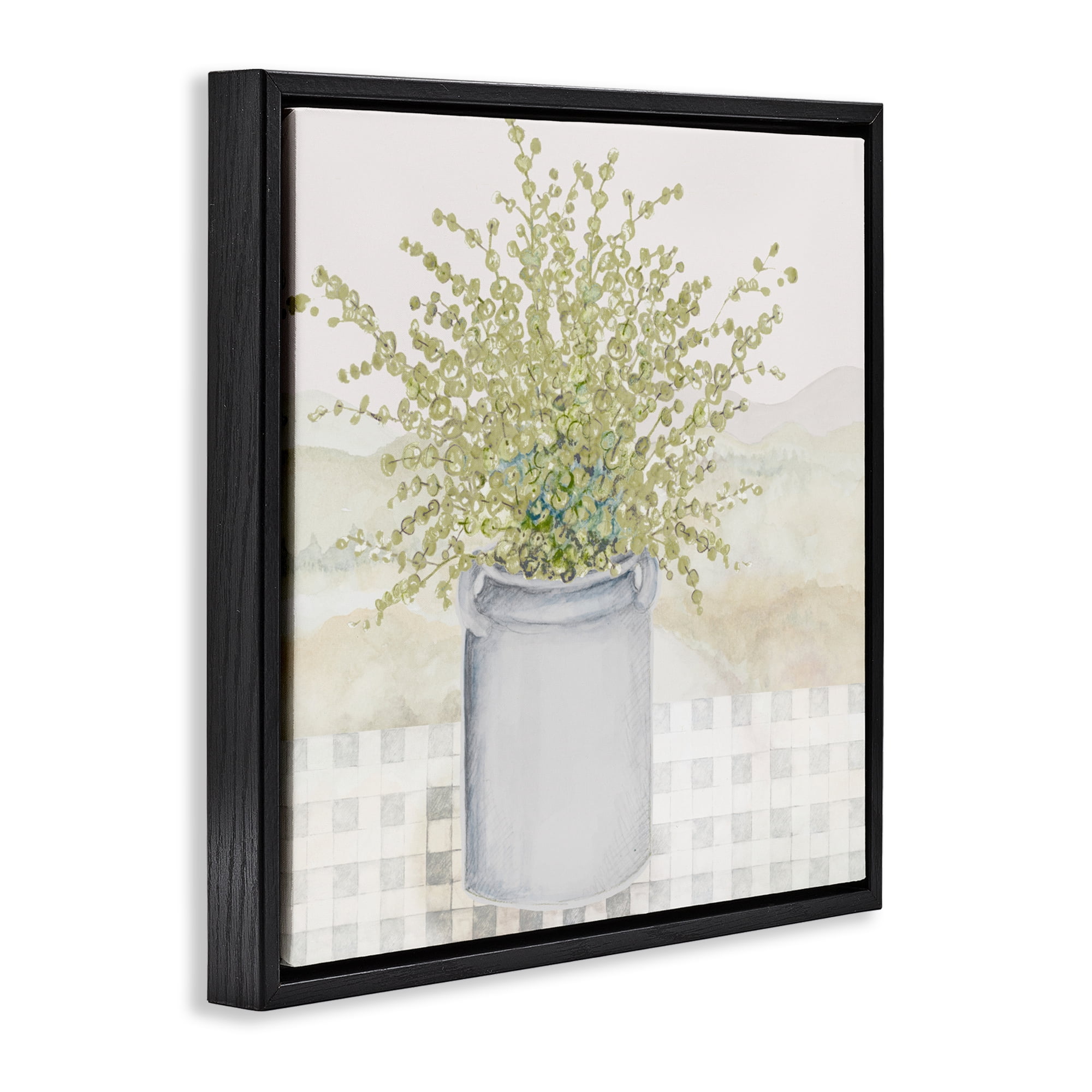 Stupell Industries Potted Farm Herbs Black Framed Floater Canvas Wall Art, design by Janice Gaynor