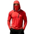 thumbnail image 2 of Mens UV Protection Shirts Long Sleeve UPF 50+ Hooded Rash Guard Sun Hoodies with Mask Outdoor Hiking Swimming Fishing, S, 2 of 8