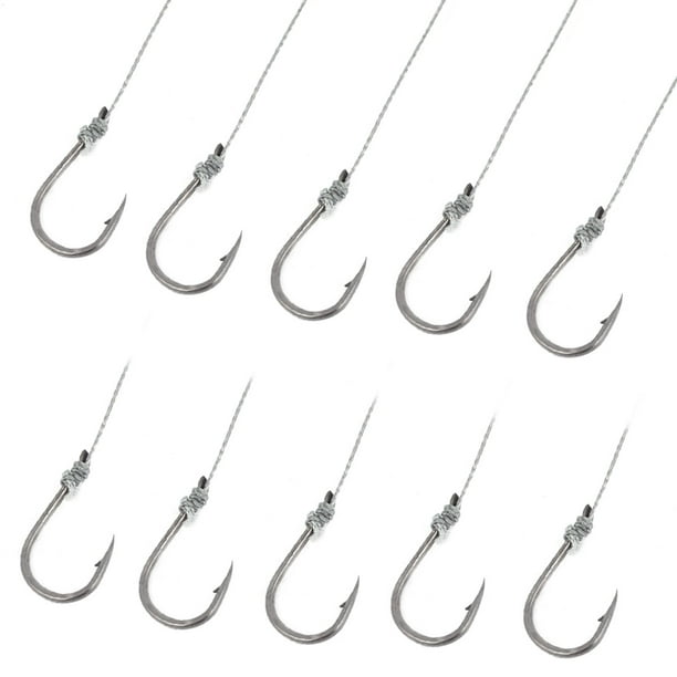 10pcs 4# Metal Eyeless Sharp Barb Fish Tackle Wire Leader Fishing Hook Gray  