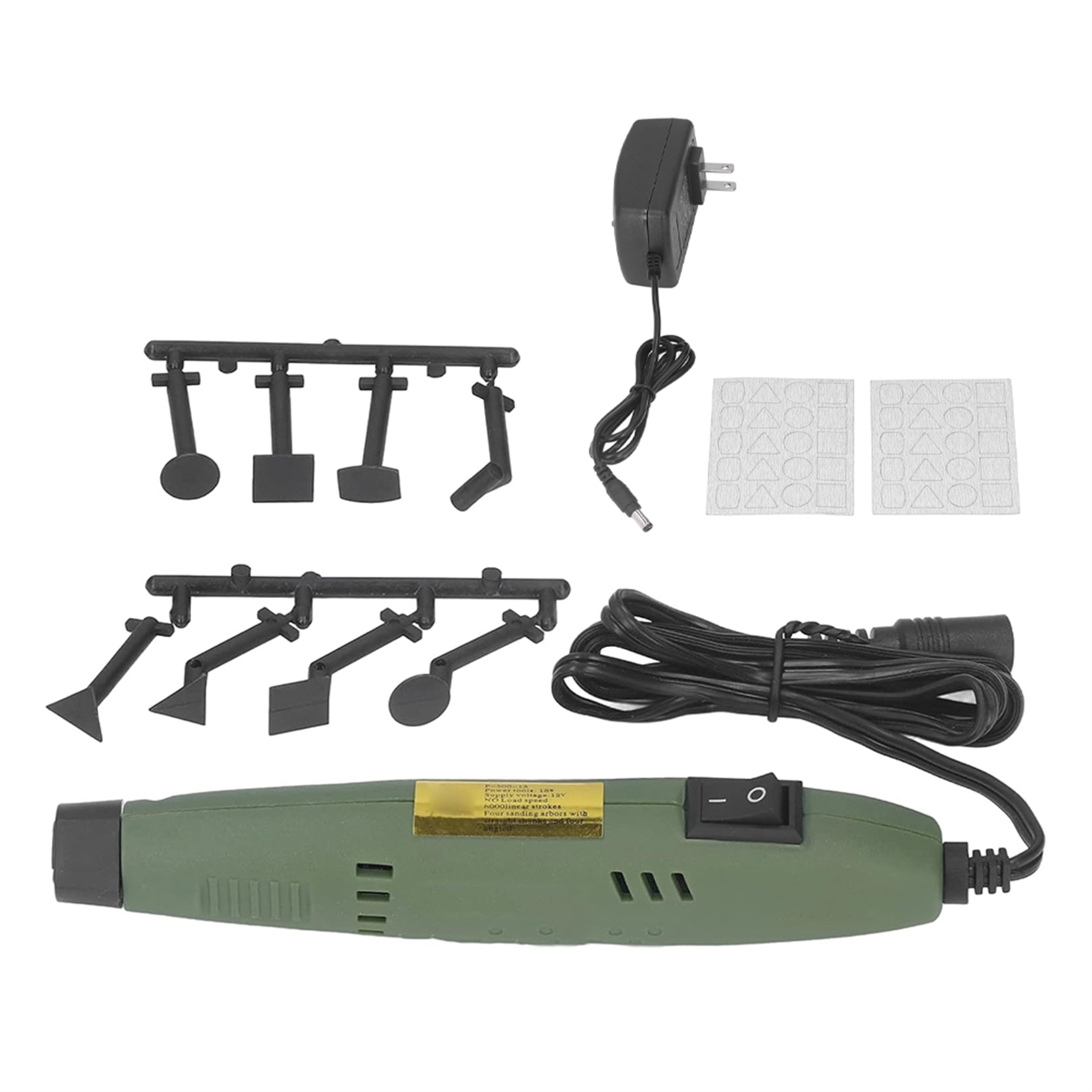 Pen Sander, Power Sander Pen DIY Mini Pen Sander Multi Model Drill Bit Replacement for Woodworking US Plug,1 x Pen Sander 8 x Small Rods 2 x Sandpaper 1 Adapter