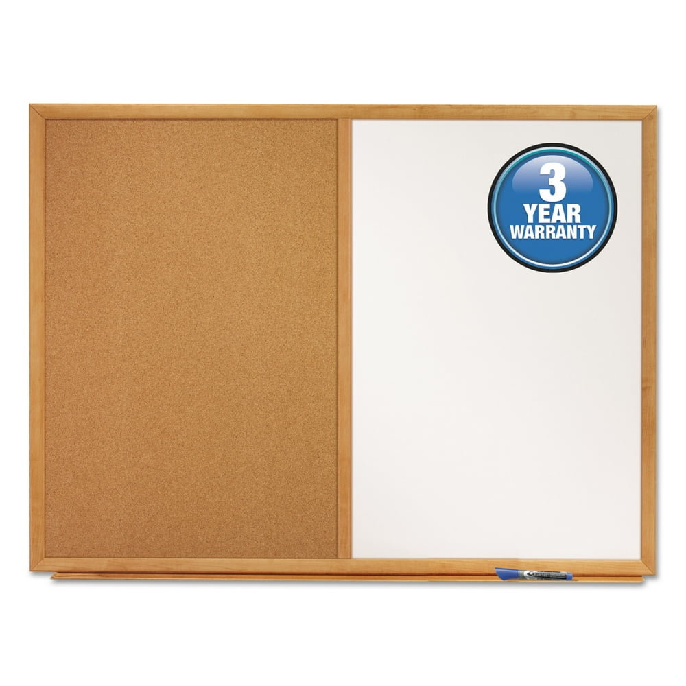 Quartet Bulletin/DryErase Board, Melamine/Cork, 36 x 24, White/Brown