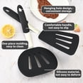 thumbnail image 3 of 2 Pack Silicone Slotted Spatula Set for Nonstick Cookware, Heat Resistant Kitchen Turner Set for Frying, Cooking and Serving,Black, 3 of 6