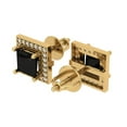 thumbnail image 2 of 14K Solid Gold Screw Back Stud Earrings for Women | 2.24 cttw Princess Cut Natural Onyx | Yellow Gold, 2 of 5