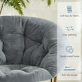 thumbnail image 3 of Comfy Saucer Chair, Folding Cozy Faux Fur Accent Seat with Thick Padded and Metal Frame, Single Leisure Chair for Living Room Bedroom, Gray, 3 of 8