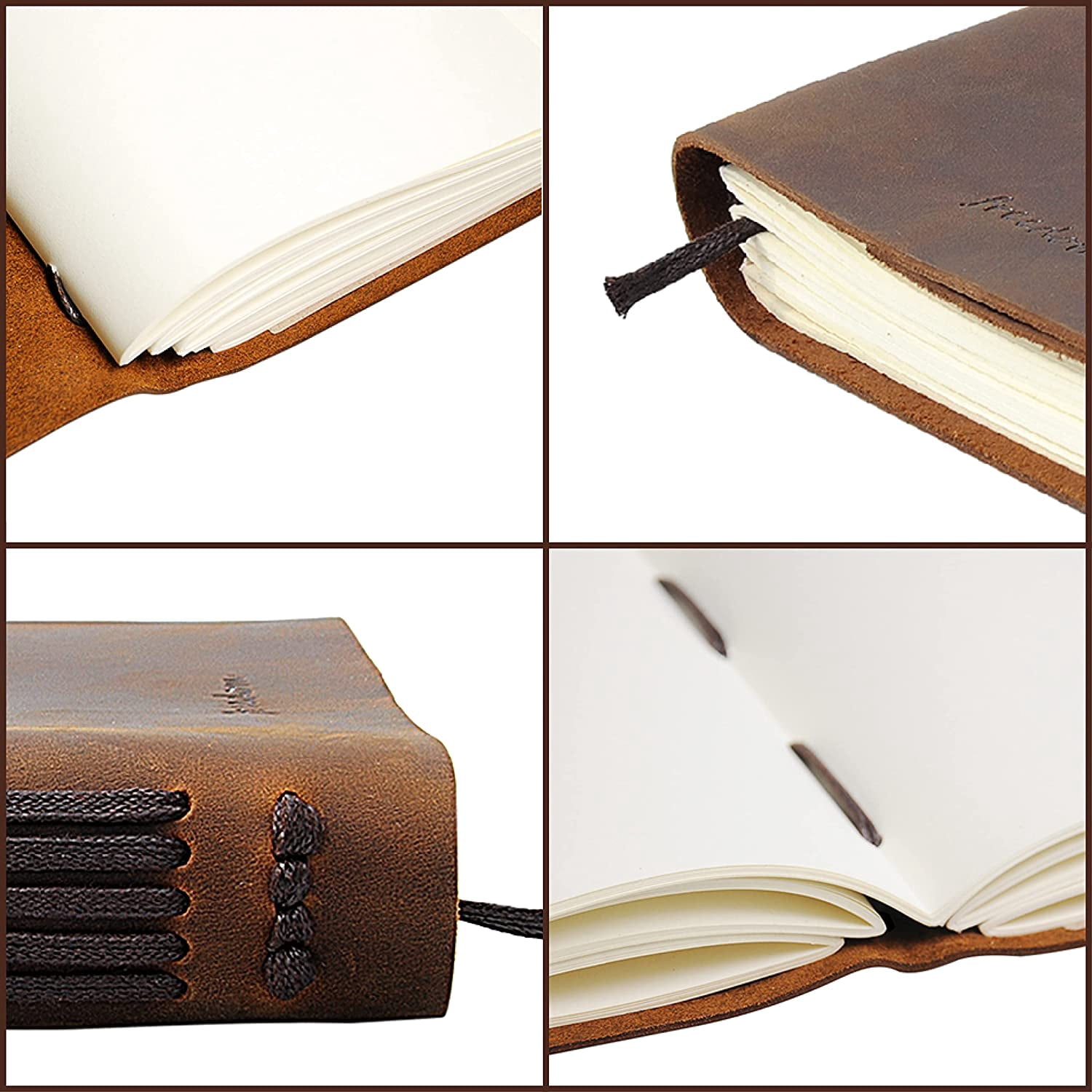 Leather Bound Journal for Men and Women, Handmade Gift Set with Mountain Embossed Journal and Stylish Pen, Vintage and Classic, Notebook, Sketchbook, Planner and Diary (300 Pages) (8x6")