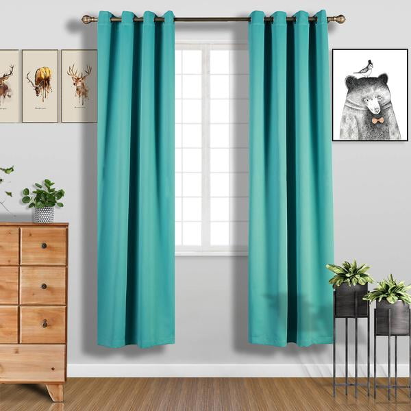 Turquoise Blackout Curtains | 2 Packs | 52 x 96 Inch Grommet Curtains