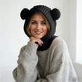 thumbnail image 2 of Women's Winter Cycling Windproof Head Cover - Full Face Cold-Proof Cap, Knitted Bear Design Warm Face-Protecting Hat,Size:One Size, 2 of 4