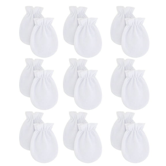 Kid Cotton Gloves No Scratch Mittens for 06 Months Boys Girls 9 Pairs White