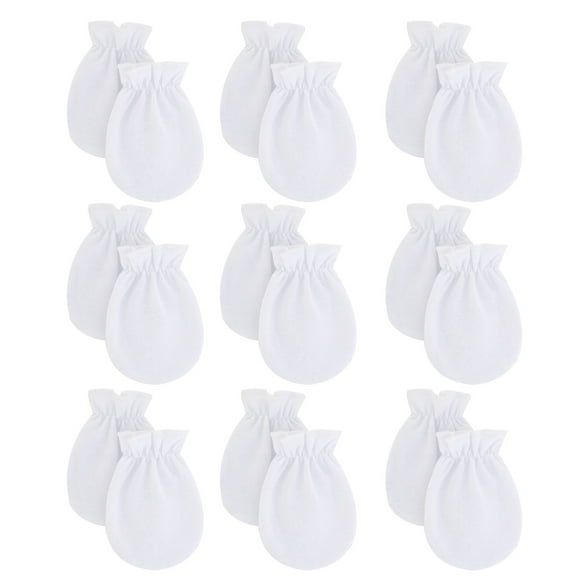 Newborn Kid Cotton Gloves 9 Pairs White No Scratch for 0 6 Months Babies