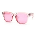 thumbnail image 3 of Womens Fun Pop Color Oversized Horn Rim Retro Plastic Fashion Sunglasses Pink, 3 of 7