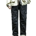 thumbnail image 1 of Pantalones largos de moda para hombre, casuales, de color sólido, con bolsillos y cremallera, cintura elástica, de poliéster., 1 of 6