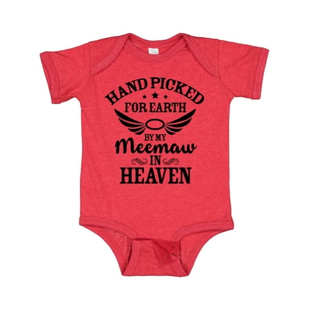 

Inktastic Handpicked for Earth by My Meemaw in Heaven with Angel Wings Gift Baby Boy or Baby Girl Bodysuit