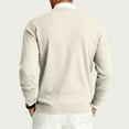 thumbnail image 4 of CCRFTGI Sweater for Men 2025 Fall Casual Ribbed Solid Color Sweater Trendy Long Sleeve Crewneck Sweater Pullover Cable Knitted Pullover Top Beige L, 4 of 7