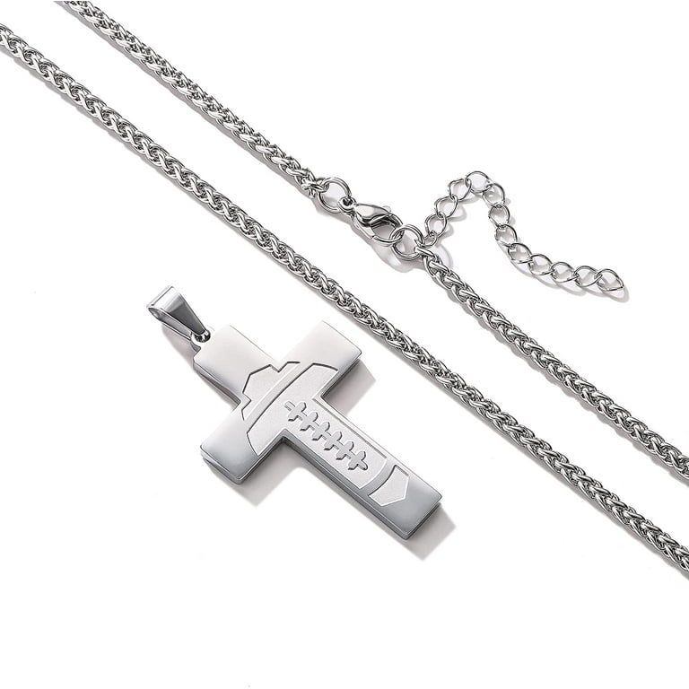 TINGN Cross Necklace for Men Boys Mens Stainless Steel Black Chain Cross  Pendant Necklace