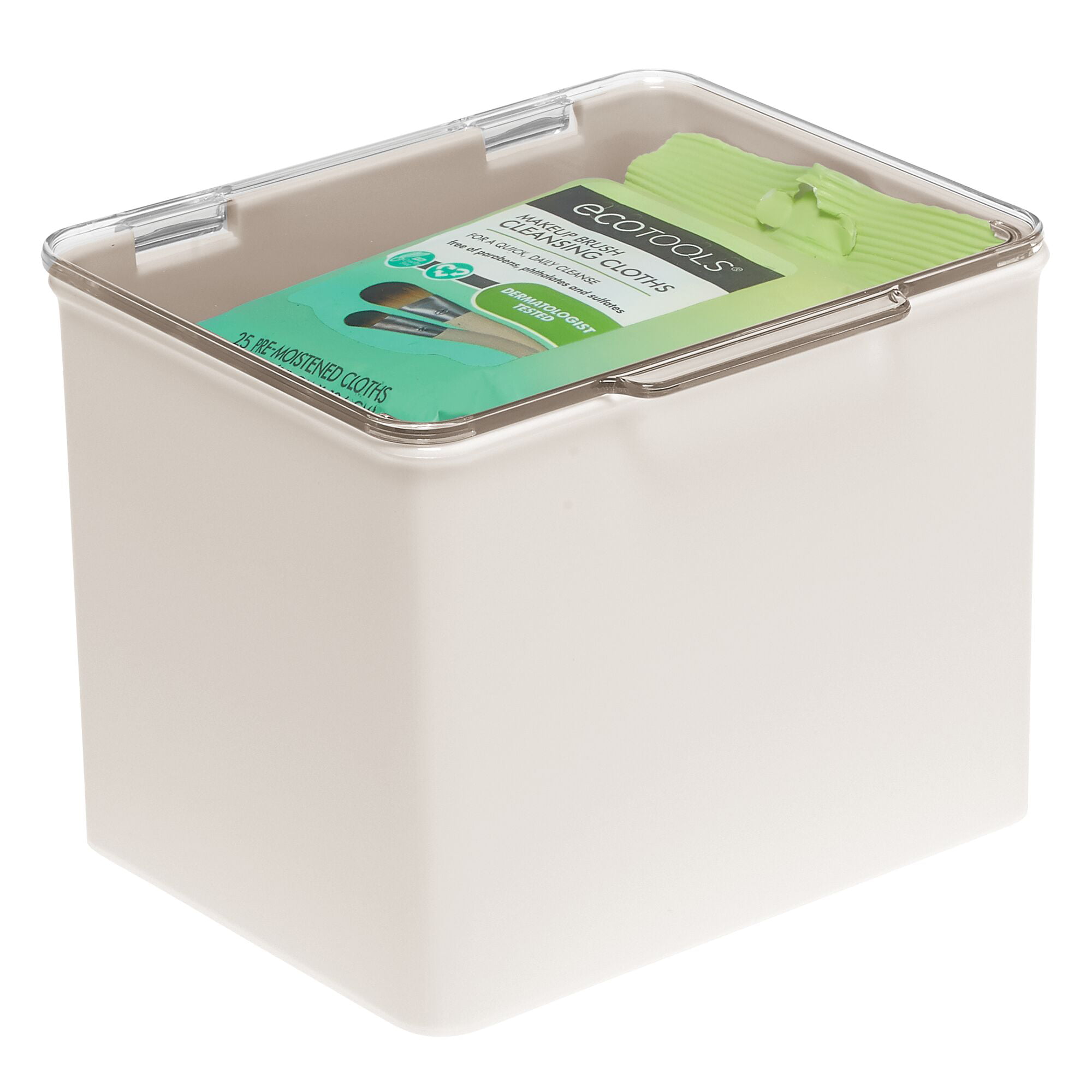 mDesign Plastic Bathroom Storage Organizer Box with Hinge Lid for Closet,  Shelf, Cupboard, or Vanity, Hold Medicine, Soap, Lotion, Cotton Swabs