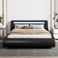Amolife Queen Size WaveLike Curve Deluxe Upholstered Modern Bed Frame
