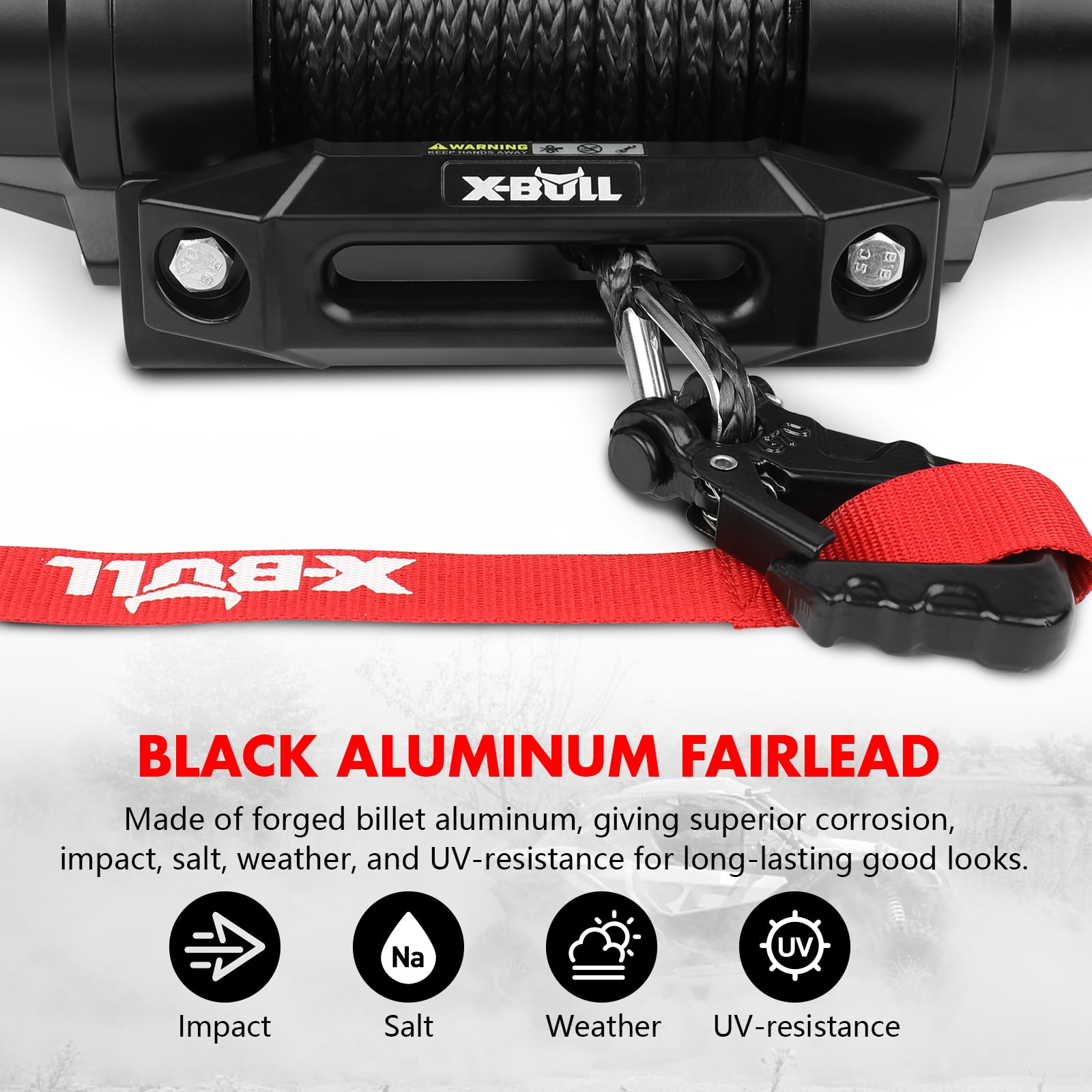 X-BULL 6000LBS IP68 Waterproof Electric Winch 12V 2 in 1 Wireless Remote Synthetic Rope Boat ATV UTV 4WD Winch Off-Road