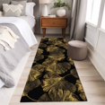 thumbnail image 4 of 2'x6' Rug Runners for Hallways Kitchen, Yellow Black Leaves Non Slip Entryway Beside Floor Carpet Runner, Vintage Abstract Art Botanical Washable Laundry Room Bedroom Throw Rugs Mat for Family Pet, 4 of 8