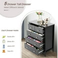 thumbnail image 2 of 5 Drawer Black Double Dresser for Bedroom, Modern Chest of Drawers for Storage Cabinet, TV Stand with Easy Pull Out Gold Metal Handles for Living Room, Wooden Organizer for Nightstand, 2 of 8