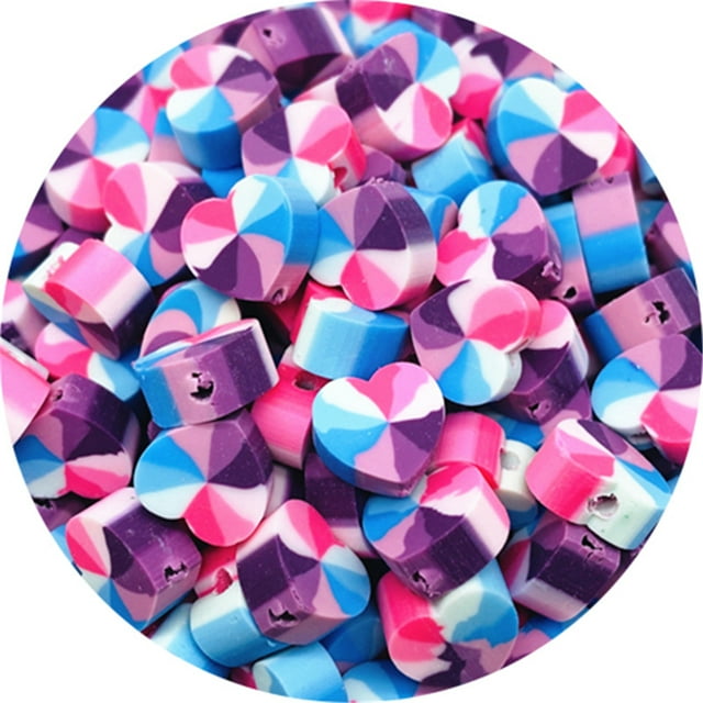 200 Pcs Perles Rondes Colorées pour Fabrication de Bijoux pour Enfants, DIY, Cœur de Pêche-1