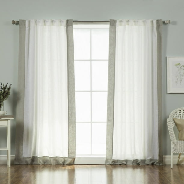 Best Home Fashion Faux Linen Blend Bordered Curtain Panel Pair Com Best Home Fashion Faux Linen Blend, Best Faux Linen Curtains