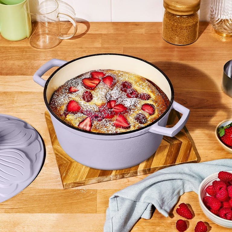 ラベンダーローズ　ポット Free Shipping! Beautiful 4 Quart Enameled Cast Iron Dutch Oven