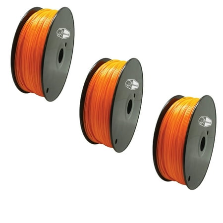3 PACK Bison3D Filament for 3D Printing, 1.75mm, 1kg/roll, Orange (PLA)