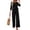 Black, variant on Stralyhd Lounge Sets for Women Summer 2 Piece Outfits 3/4 Length Sleeve Crew Neck Top Matching Wide Leg Pants Cozy Loungewear Loose Fashion Clothing Vacation Wear Army Green L