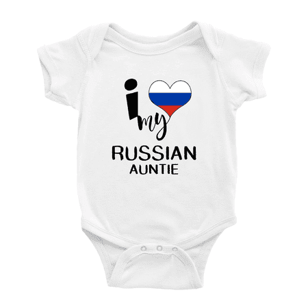 

I Heart My Russian Auntie Russia Love Flag Baby One-Pieces Baby Bodysuit (White 0-3 Months)
