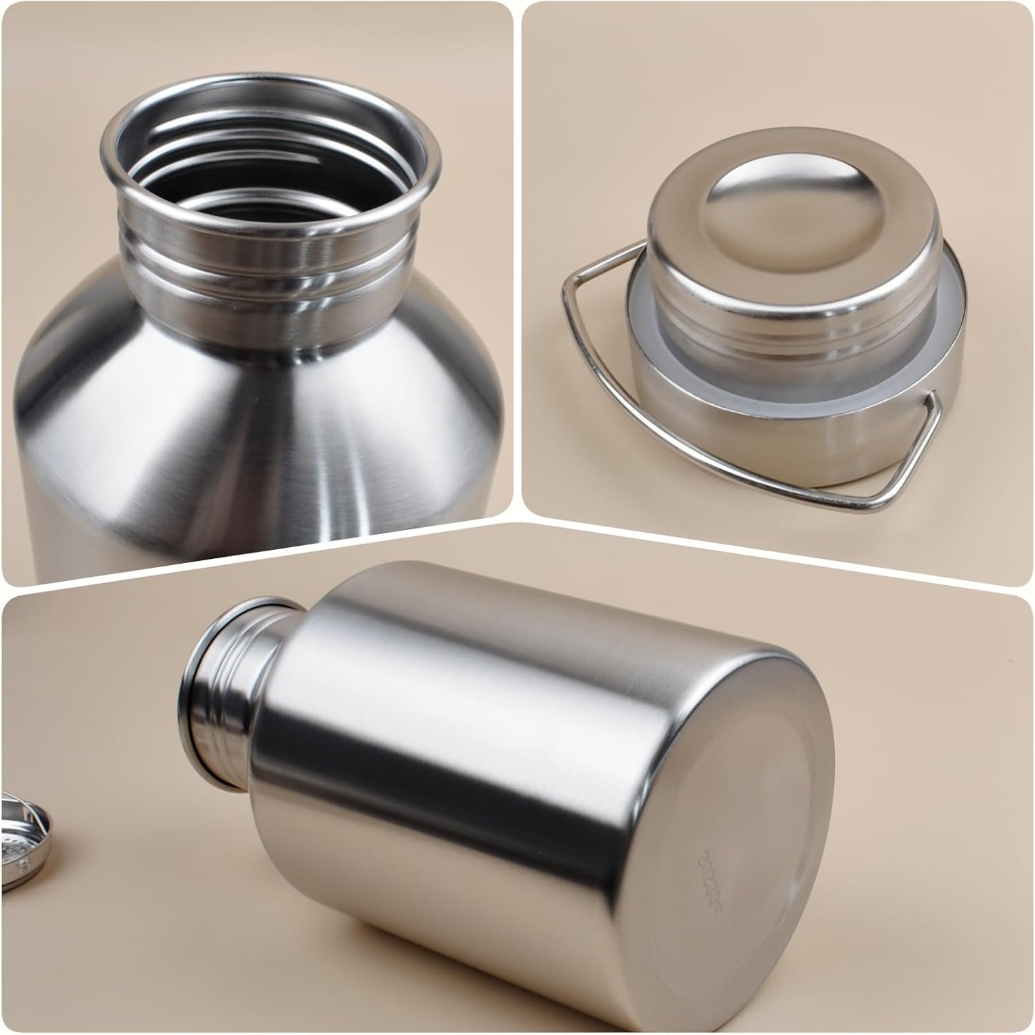 68OZ Stainless Steel Water Bottle with Handle Big Water Bottle for Men Single Wall Thickened Metal Bottle,Leak Proof and Anti Drop Large Capacity Hot Water Kettle for Sports,Camping&Hiking