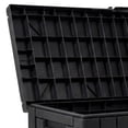 thumbnail image 2 of Dextrus 60 Gallon Weatherproof Rattan Deck Box, Heavy-Duty Resin Outdoor Storage Box with Slide-Locking Lid, Lockable Multi-Purpose Organizer for Patio, Garden and Home Essentials, Black, 2 of 10