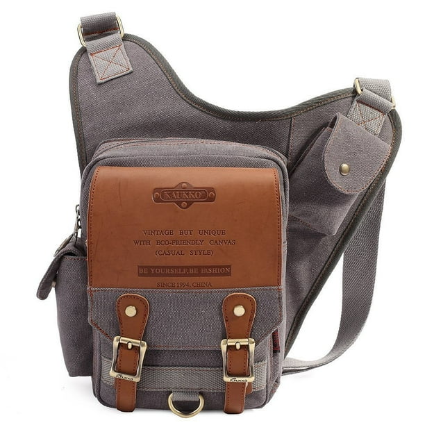 Bolso Bandolera de Hombro de Lona Vintage KAUKKO SG255-Gray