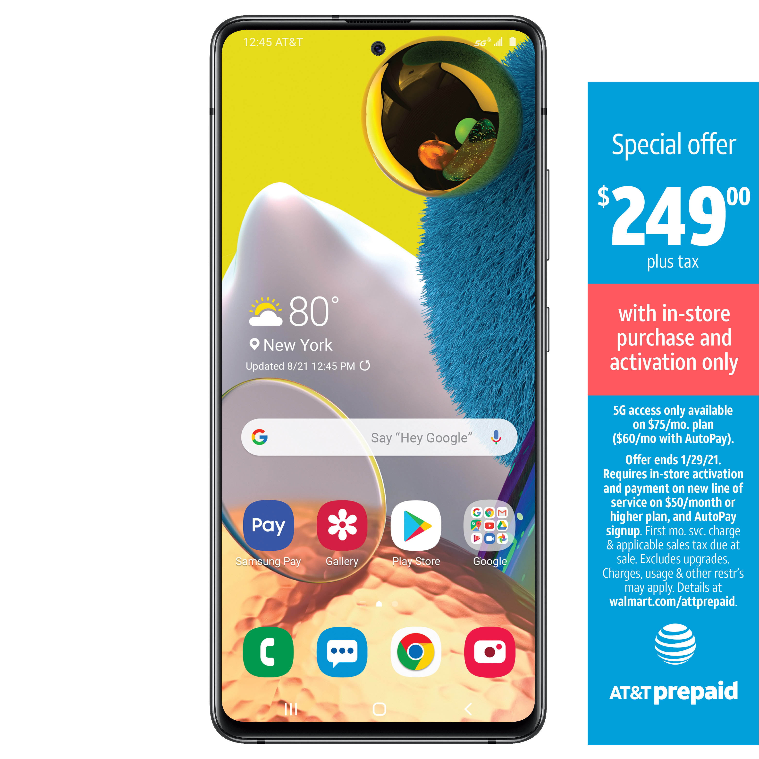 AT&T PREPAID Samsung Galaxy A51 5G 128GB, Prism Crush Black - Walmart